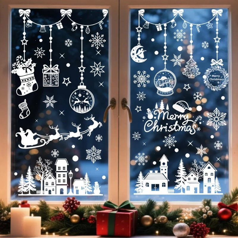 Snowflake Window Decal - 196 stuks/9 vellen kerststatische raamstickers, residuvrije