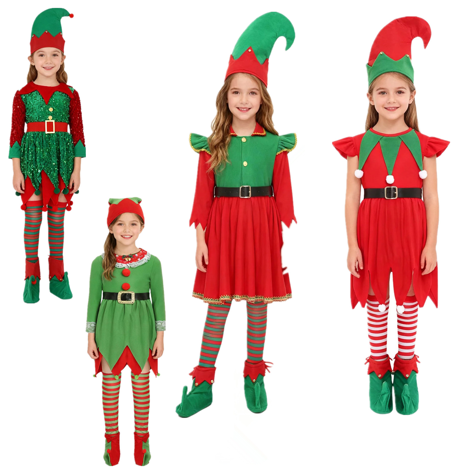 Elf Costume Christmas - Elf Meisje Kerstkostuum Kerstman Helper Elfen